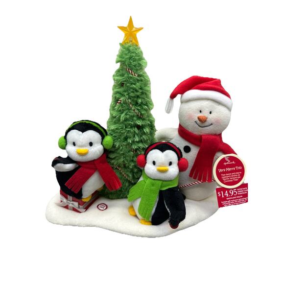 Vintage Hallmark Jingle Pals Animated Musical Light Up Plush Snowman & Penguins - Picture 1 of 16